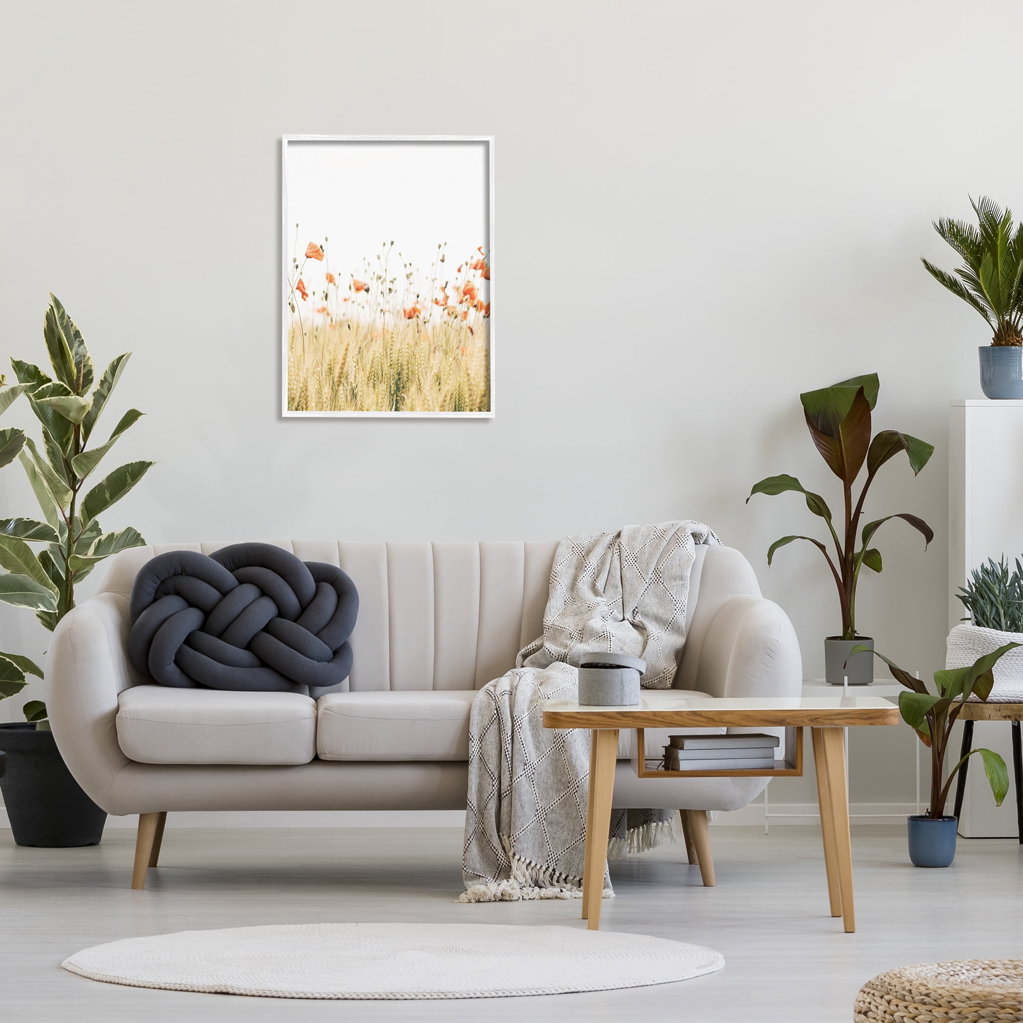Stupell Industries Rural Poppy Meadow Botanical & Floral Photography White Framed Art Print Wall Art, 24 x 30