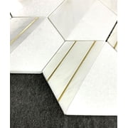 4 Hexagon Mix Marble And Metal Mosaic Tile - Case (8 Sheets)
