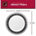 thumbnail image 4 of 100 Piece Silver & Black Disposable Plastic Plates & Plastic Silverware Set Heavyweight Place Setting | Service For 20 Guests Includes 20 Dinner Plates 20 Dessert Plates 20 Forks 20 Spoons 20 Knives, 4 of 5
