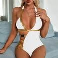 thumbnail image 2 of Aayomet Maillot de Bain Femme Grande Taille Résistant au Chlore Col Rond Coupe Douce Maillot de Bain Sportif une Pièce Imprimé, Blanc m, 2 of 5