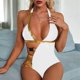 thumbnail image 2 of Gibobby Batas de baño mujeres spa Un conjunto de traje de baño Moda de verano Color sólido Cuello colgante Conjunto de traje de baño sexy(Blanco,CH), 2 of 5