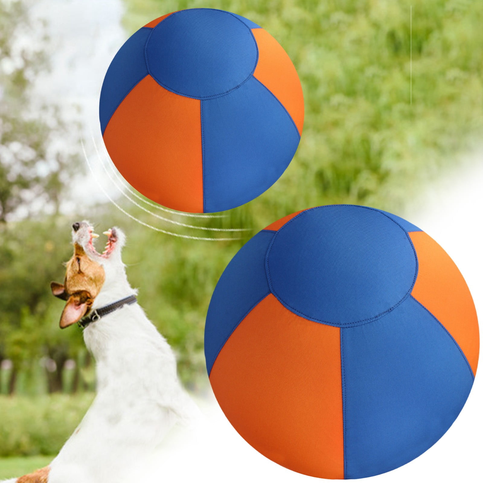 Herding Ball, Herding Ball for Dogs, Extra-Large Enrichment Ball — Tear-Resistant, Includes Protective Cover and Air Pump, Available in Three Sizes to Suit All Dogs,Blue & Orange,9.8"