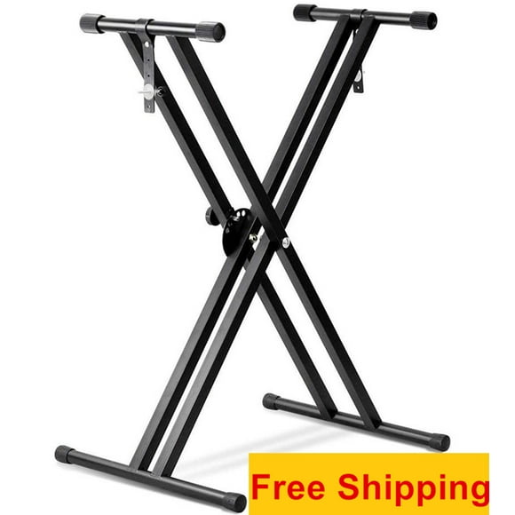 Double X Keyboard Stand with 5 Position Height Adjustable, Heavy Duty Classic Music Musical Electronic Piano Stands, Black