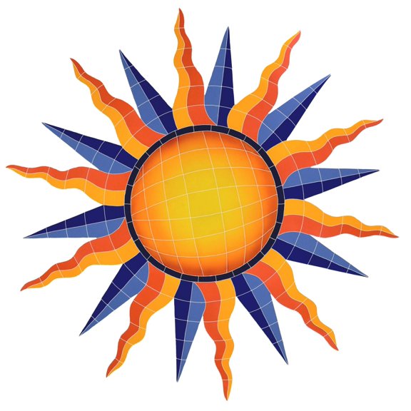 Sun Medallion Ceramic Swimming Pool Mosaic 48" x 46", Orange
