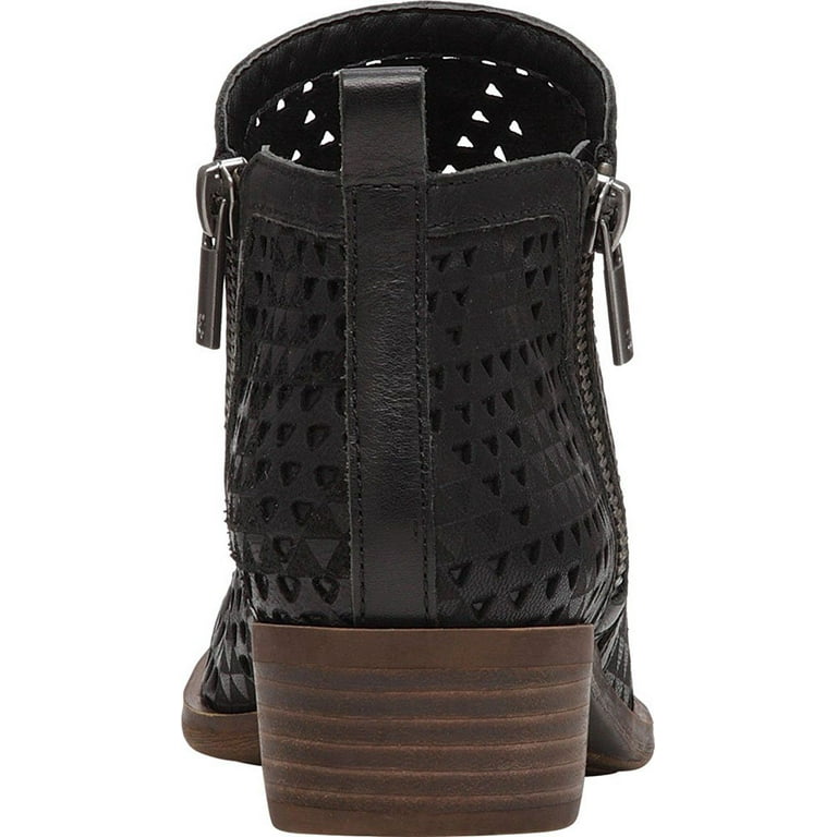 Lucky Brand Basel 3 Black Lugo Perforated Cut out Low Cut Ankle Designer Booties Black Lugo 8
