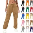 thumbnail image 4 of Women's Sweatpants Baggy Casual High Waisted Workout Athletic Bottom Joggers Pants with Pockets, Cargo Style Sport Pants for Women, Elastic Waist,Purple,2XL, 4 of 4