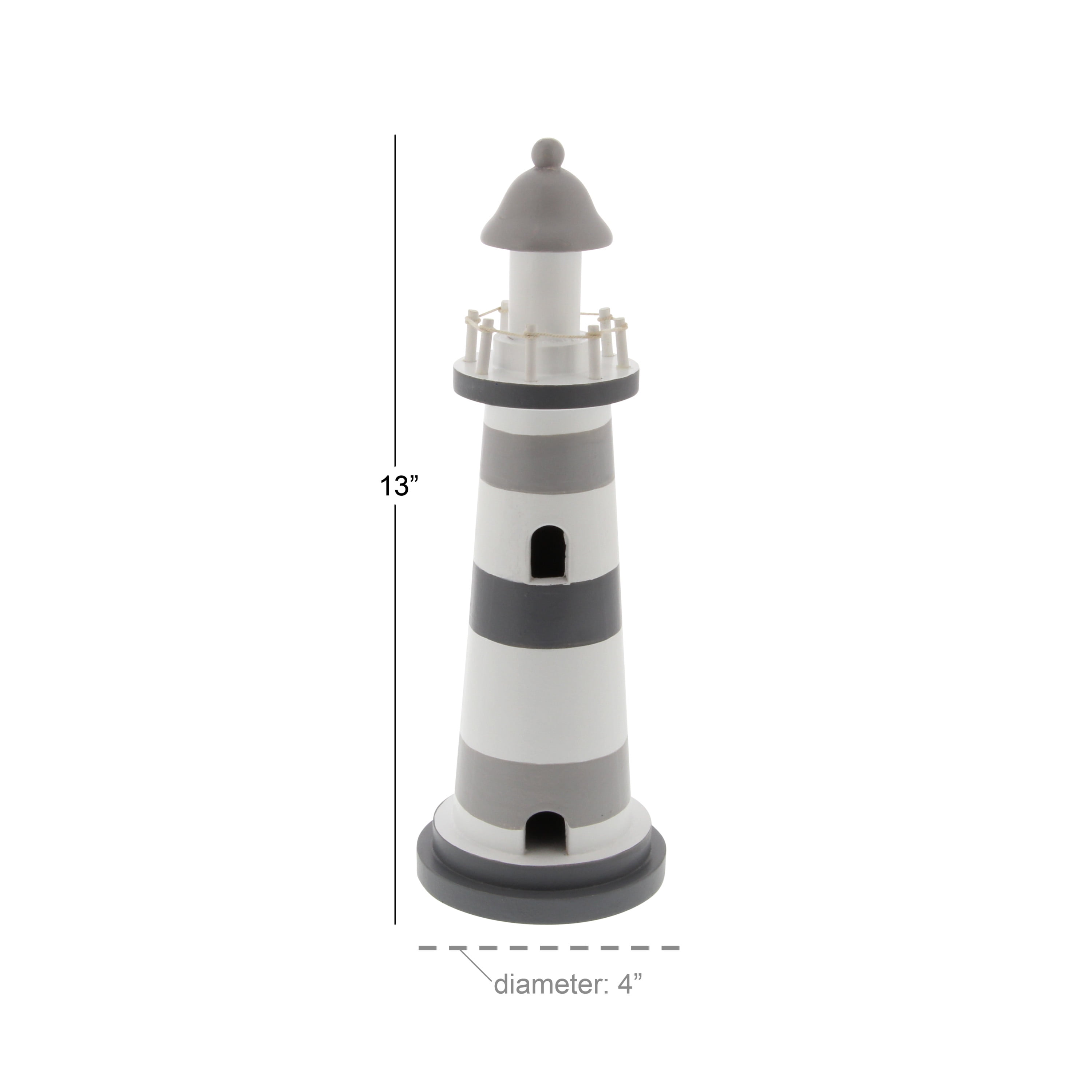 4" x 13" Gray Wood Light House Sculpture, by DecMode