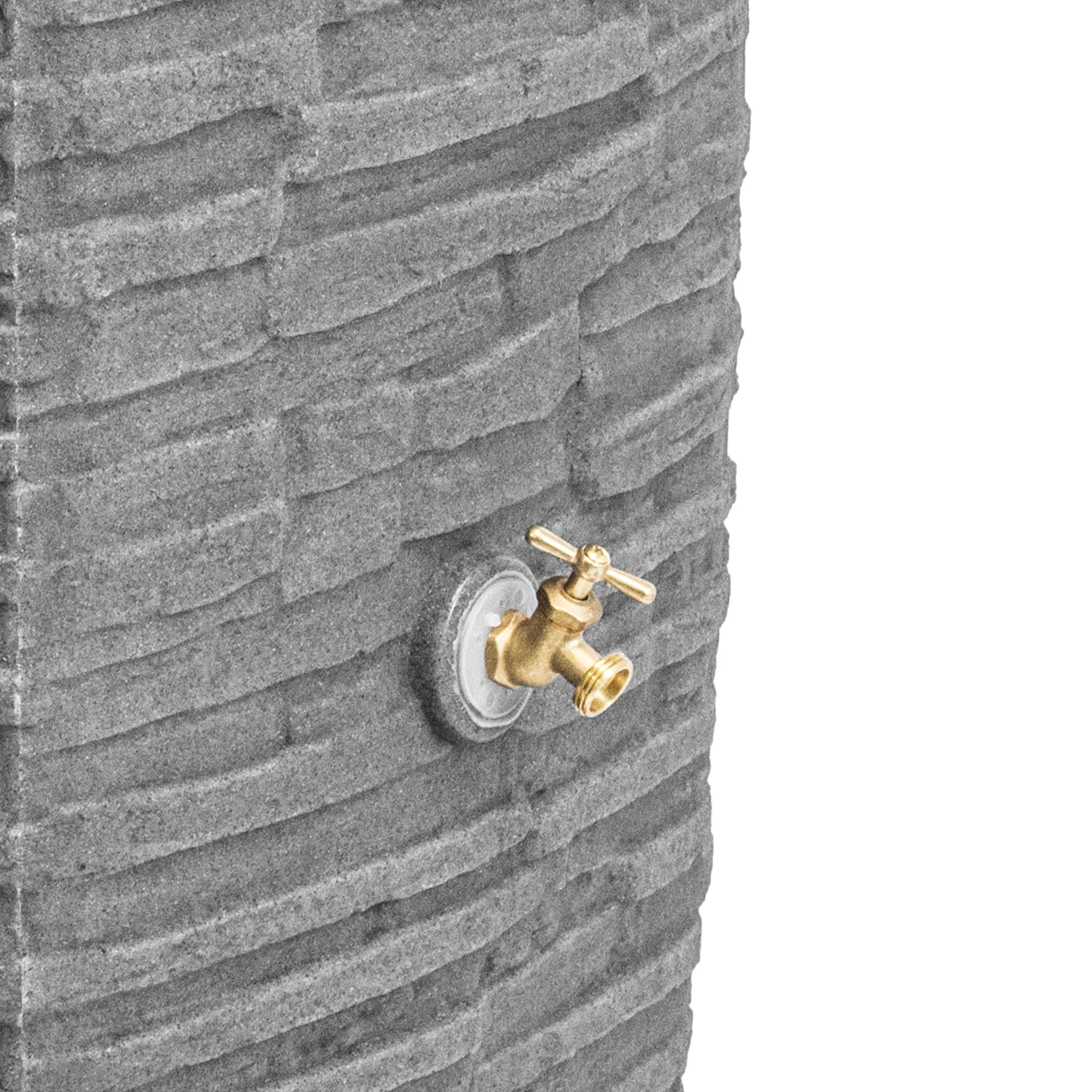 Good Ideas Impressions Riverwalk 50 Gallon Rain Barrel, Dark Granite with 50' Soaker Hose
