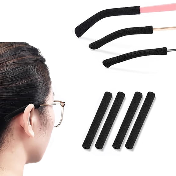 2 Pairs Soft Knitting Cotton Glasses Ear Cushion, Tutuviw Eyeglasses Temple Tips Sleeve Protectors, Non-Slip Elastic Glasses Ear Cushion Retainer Eyeglass Ear Grips