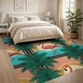 thumbnail image 3 of ODIKA 8'x10' Washable Area Rug Non-Slip Chair-Friendly Mat Door Arch Striped Border Pcs Motif Boho Botanical Welcome Retro Refined for Dining Room, Large Office, Lounge, 3 of 7