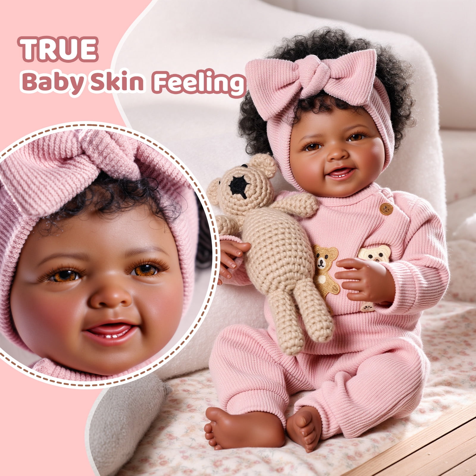 BABESIDE 20 Inch Reborn Dolls Dolls Handmade Dolls with Soft Cloth Body for Kids Age 3+