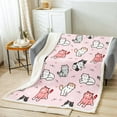 thumbnail image 2 of Cartoon Cat Sherpa Blanket,Cute Kitten Print Blanket for Kids Boys Girls Toddler Cat Lover,Cat Paw Print Throw Blanket for Bed Sofa Couch,Kawaii Pet Theme Plush Blanket Pink Baby 30"x40", 2 of 6