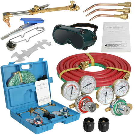 Zeny Portable Gas Welding Cutting Torch Kit w/Hose, Oxy Acetylene Brazing Professional Set with Goggles &