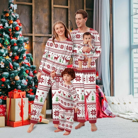 

Christmas Gifts Christmas Mom Mammy Print Blouse Tops And Pants Xmas Family Clothes Pajamas Polyester White L