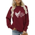 thumbnail image 4 of Cnbwig Hoodies for Women Casual Sweatshirts Letter and Chicken Print Top Hoodless Loose Crewneck Pullover Sweatshirt Sweatshirts Winter Outfits Sweater A30- XL, 4 of 4