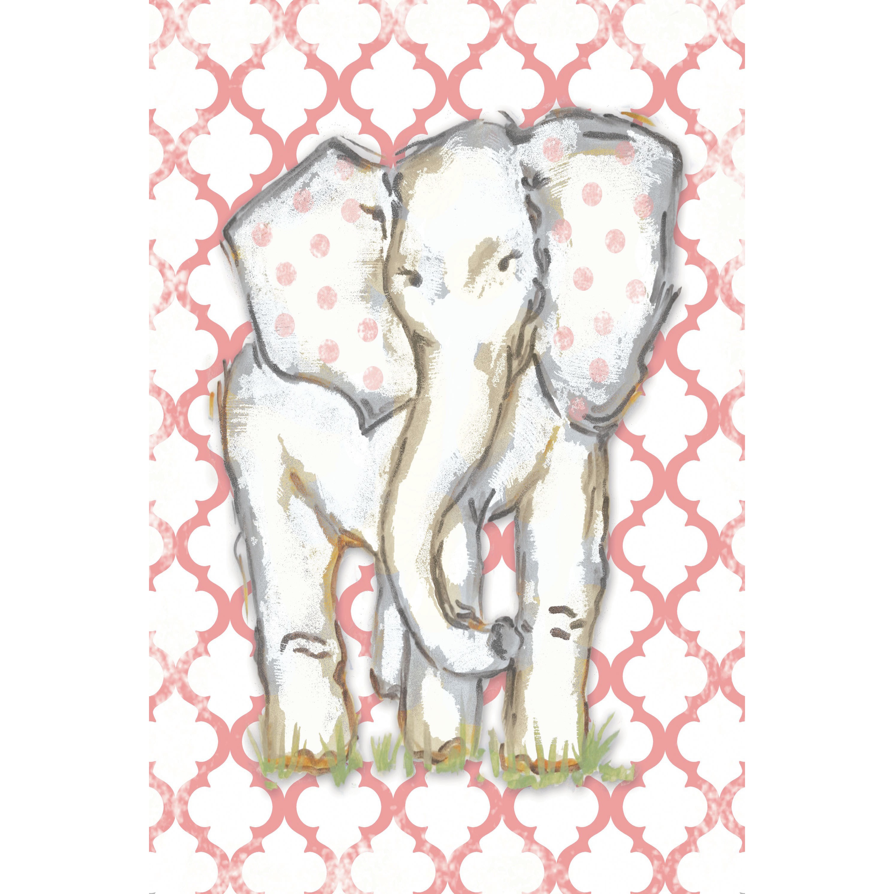 Marmont Hill "Coral Elephant" by Reesa Qualia Painting Print on Wrapped Canvas