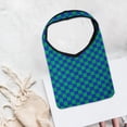 thumbnail image 3 of Bolso de hombro de punto para mujer, bolso de compras, bolso de mano, tejido suave, patrón de cuadrícula, moda informal Azul verde, 3 of 8
