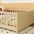 thumbnail image 3 of Miniyam Floor Bed, Twin Size Platform Bed Frame with Built-in Book Storage Rack, Door, Natural, 3 of 7