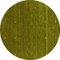 thumbnail image 1 of Ahgly Company Machine Washable Indoor Round Abstract Yellow Contemporary Area Rugs, 3' Round, 1 of 4