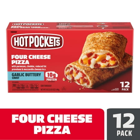 Hot Pockets Frozen Snacks Four Cheese Pizza Garlic Buttery Crust Sandwiches, 51 oz (Frozen)