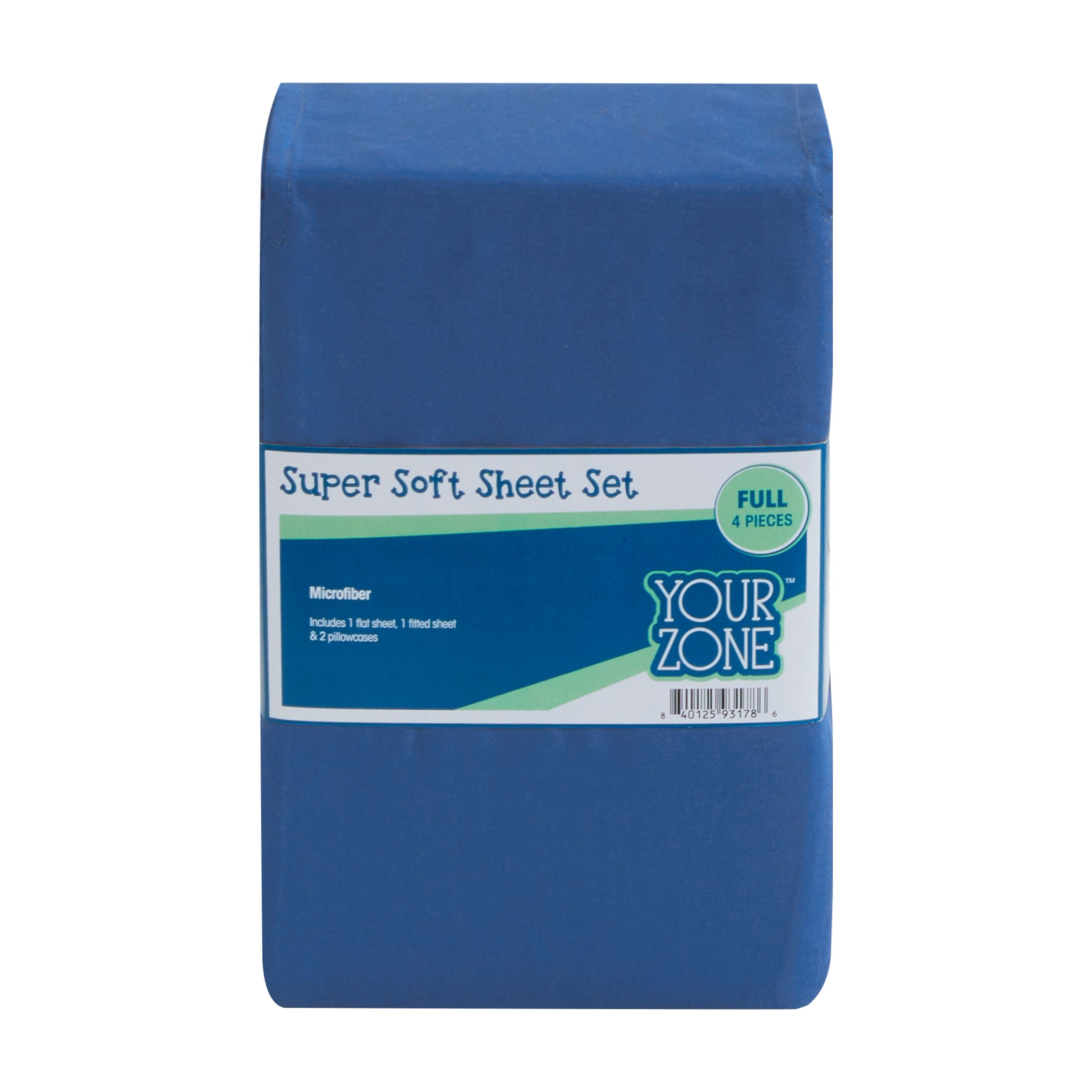 Your Zone Kids Super Soft Microfiber Sheet Set, Blue, Full, 4 Piece