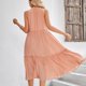 thumbnail image 4 of Vestido sin mangas con cuello en V para mujer, vestido elegante holgado de Color puro con cordón y volantes, vestido escalonado, 4 of 6