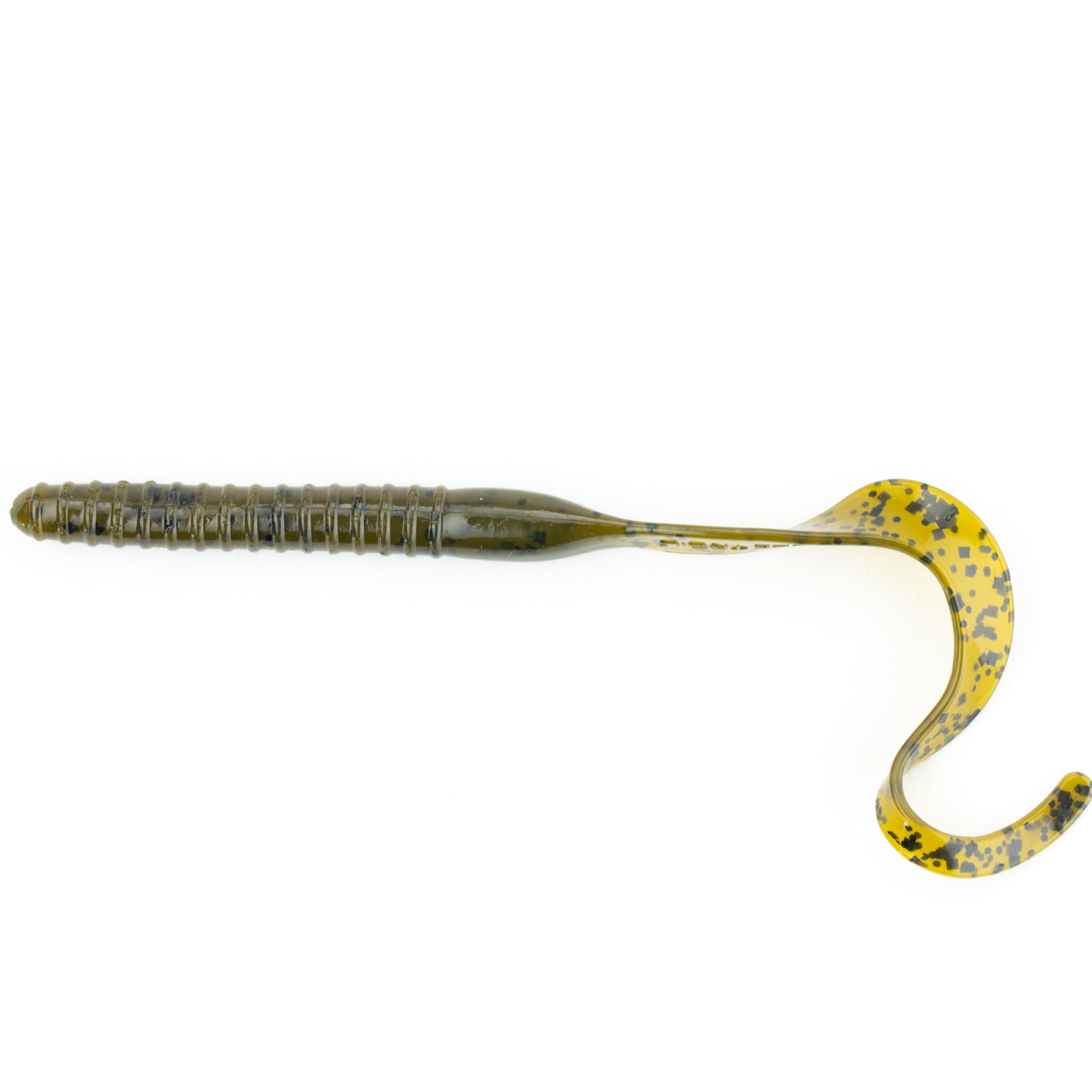 (3 pack) Ozark Trail Kicker Curl 7", Green Pumpkin, 14 pieces Fishing Soft Baits