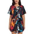 thumbnail image 1 of Balery Rock Skull Singer Conjunto de Pijama para Mujer con Estampado, Dos Piezas de Manga Corta y Shorts, Ropa de Dormir Suave con Cuello Redondo y Bolsillos-Small, 1 of 6