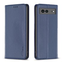 Mantto Slim Wallet Phone Case for Google Pixel 7a,Hidden Magnetic Closure Folio Flip Kickstand Credit Card Slots Shockproof Premium PU Leather Wallet Protective Phone Case,Blue