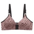 thumbnail image 2 of Xuniizn Under $1 Bras for Women Leopard Print Breathable Lace Gatherd Wireless Bars Solid Color Bras Seamless Mesh Straps Support Comfort Bras, Gifts for Women, 2 of 3