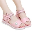 thumbnail image 3 of EnJoCho Little Girls Cute Shoes Fashion Flower Thick Sole Sandals Bow Pearl Soft Sole Comfortable Princess Sandals Girl Kids Summer Stylish Sandals Pink, 3 of 7