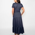 thumbnail image 2 of Women's S/M Navy Maxi Ruffle Wrap Dress with Flutter Sleeve by Howard's, 2 of 5