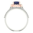 thumbnail image 4 of 1.58 ct Brilliant Round Cut Blue Sapphire 14k White/Rose Gold Halo Solitaire with Accents Engagement Bridal Wedding Ring Band Set size 5.5, 4 of 7
