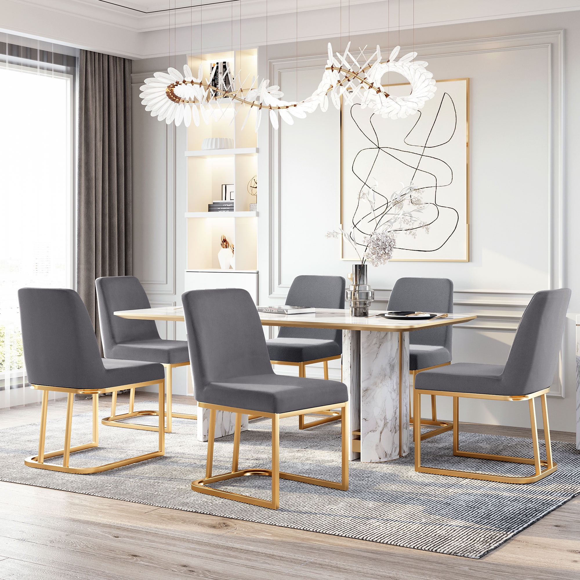 SYNGAR Modern Kitchen Dining Chairs, Velvet Fabric Accent Chairs with ...