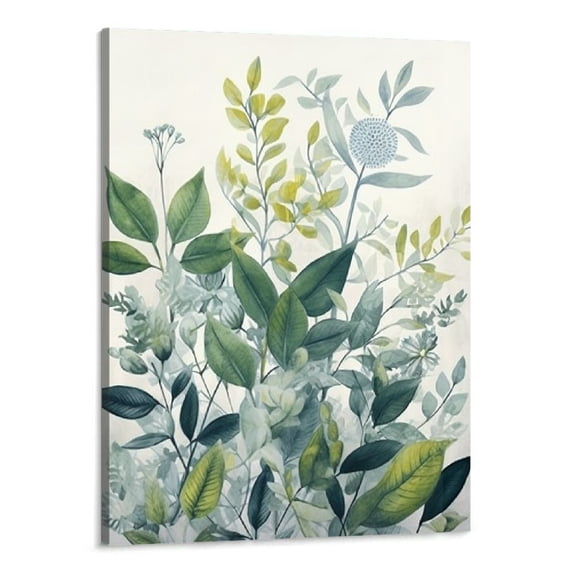Shiartex Green Leaves Plants Wall Art,Tropical Plants Pictures Canvas,Framed Botanical Plant Canvas Wall Art for Living Room,Office,Bedroom,BathRoom Ready to Hang 16x20 Inch