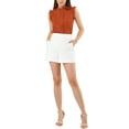 thumbnail image 3 of INSPIRE CHIC Women's Sleeveless Blouse Ruffled Pleated Wear-to-Work Chic Blouse M Dark Orange, 3 of 8