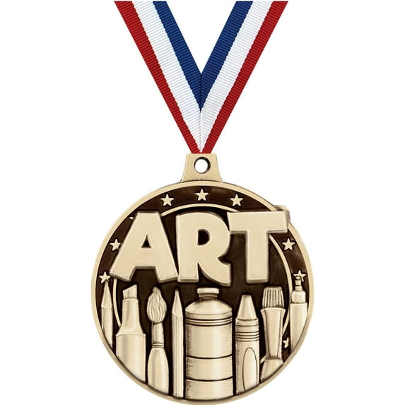 Art Medals, 2" Gold Diecast Art Medal Award 20 Pack