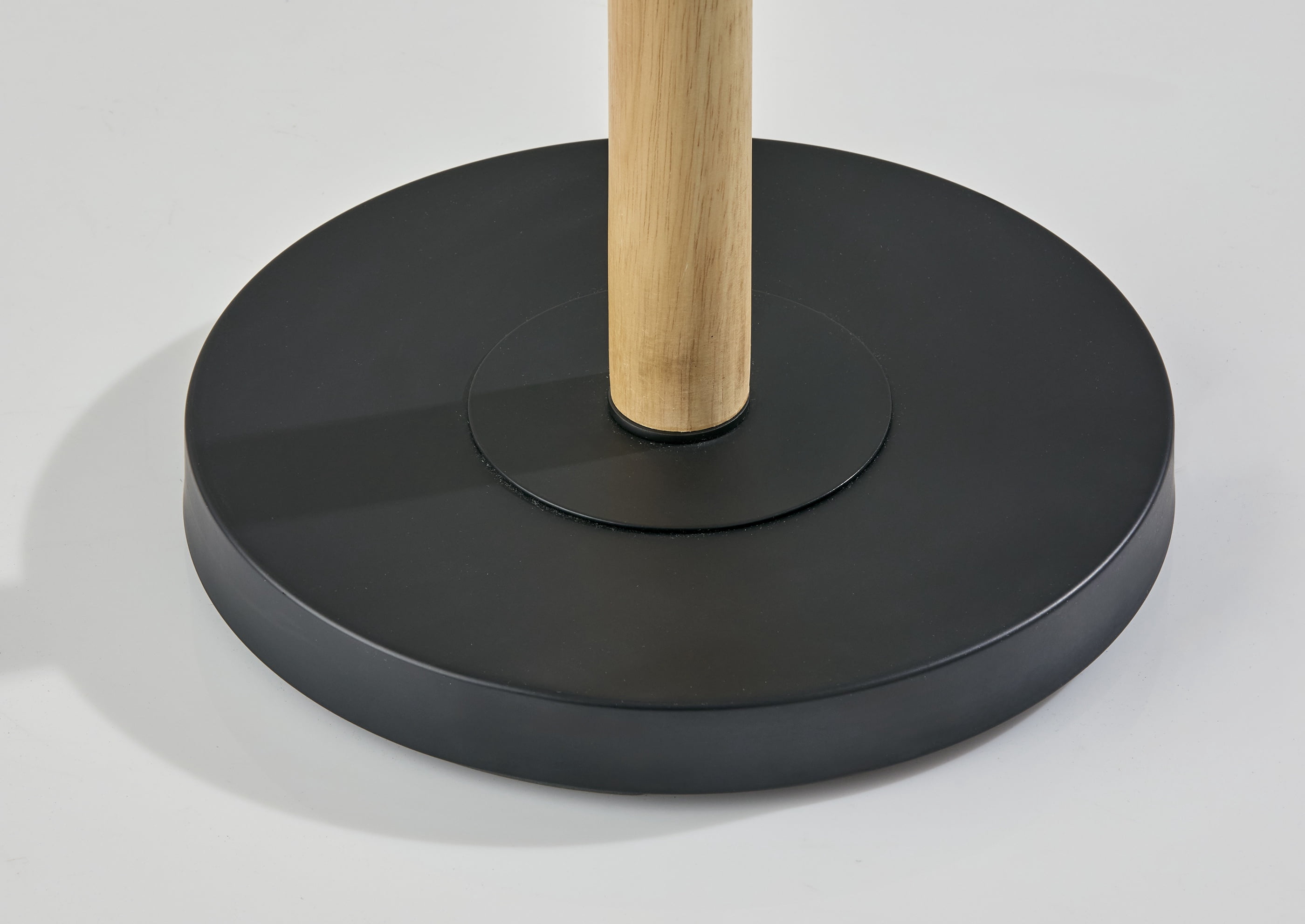 Better Homes & Gardens Wood Cream Black Metal Floor Lamp with White Fabric Shade, Modern Design, New