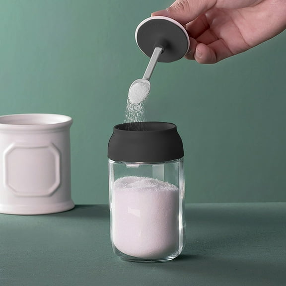 Glass Seasoning Jar With Spoon, Airtight Sealed Spice Container With Proof Lid, Transparent Kitchen Seasoning Bottle For Salt, Sugar, Pepper, And Cooking Condiment Storage