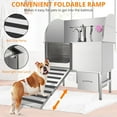 thumbnail image 3 of EastVita Dog Grooming Tub, Stainless Steel Dog Wash Station with Foldable Ramp, Storage Drawer, Floor Grate & Faucet/Dog Bathtub, 3 of 7