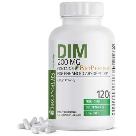 Bronson DIM 200 mg with BioPerine for Enhanced Absorption Estrogen Metabolism Balanced Hormones, 120 Vegetarian Capsules