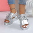 thumbnail image 4 of Xucatan Women's Floral Embroidered Up Wedge Sandals, Peep Toe Espadrille Slippers with Side Cutouts, Chunky Platform Thick Sole Casual Summer Shoes, Versatile Design for Beach Outdoor Gift, 4 of 9
