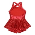 thumbnail image 6 of YONGHS Women Sequin Ballet Jazz Modern Tap Dancewear Criss Cross Back Leotard Performance Costume Red 14/S, 6 of 7