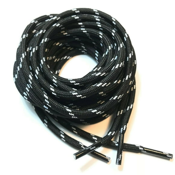 3 Pairs 5mm Thick Heavy Duty Black White Spot Boot Laces Shoelaces Strings Replacement for Military Hiking Camping Hunting Boots 39 40 48 54 60 63 72 Inches