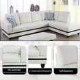 thumbnail image 3 of Wzlam Faux Leather 3 Piece Sofa Set with Storage Ottoman, L Shaped Sectional Couch Living Room Sofa for Bedrooms, Apartments and Offices, White, 3 of 6