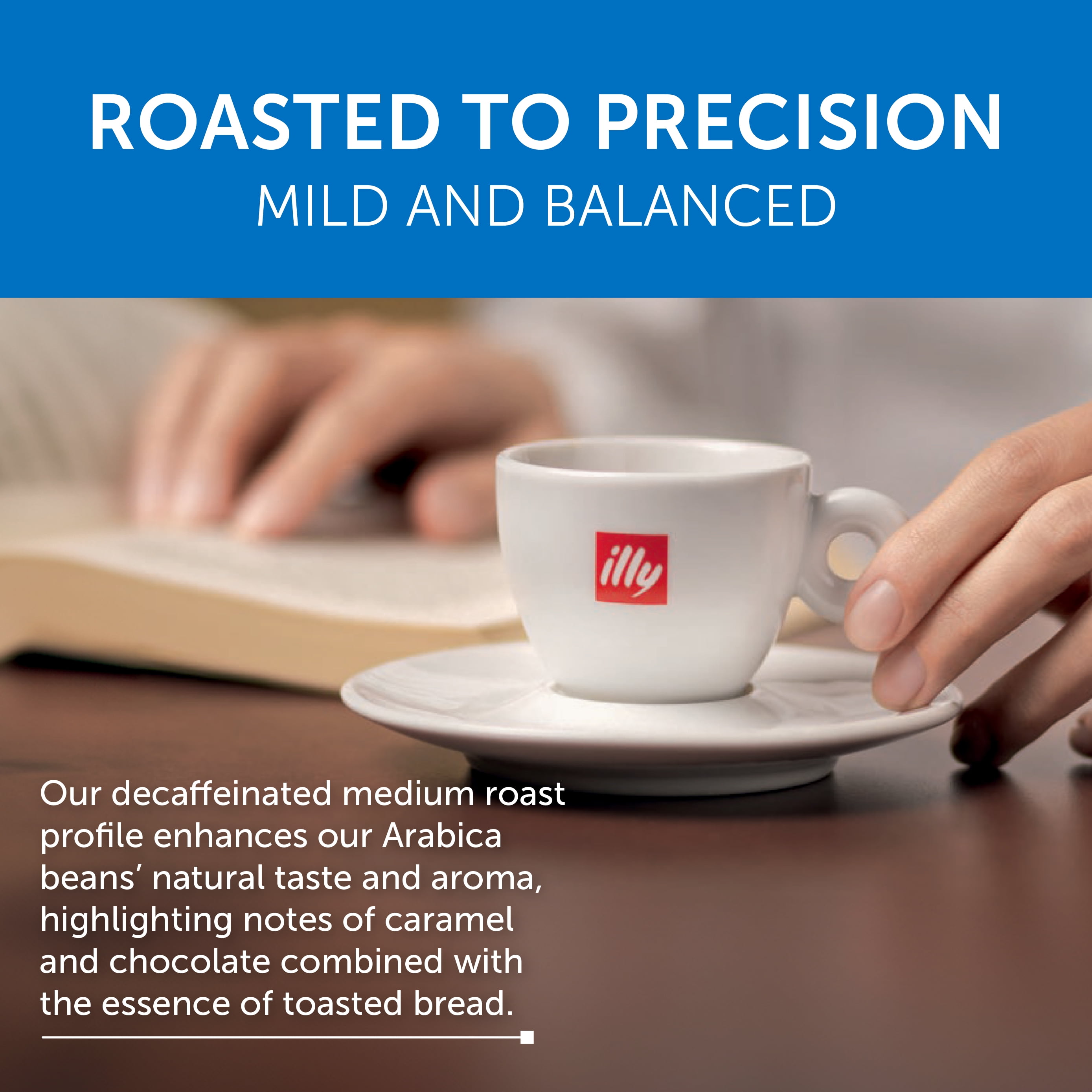 illy Espresso Coffee Pods for Original Machines, Decaf Medium Roast, Caramel & Chocolate Notes, 10 Ct (Pack of 10)