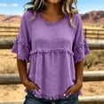 thumbnail image 2 of Summer Sales Womens Summer Tops Stylish Fringe Decor Crew Neck Short Sleeve Casual Blouse Oversized Tshirts for Women Under 12$, 2 of 4