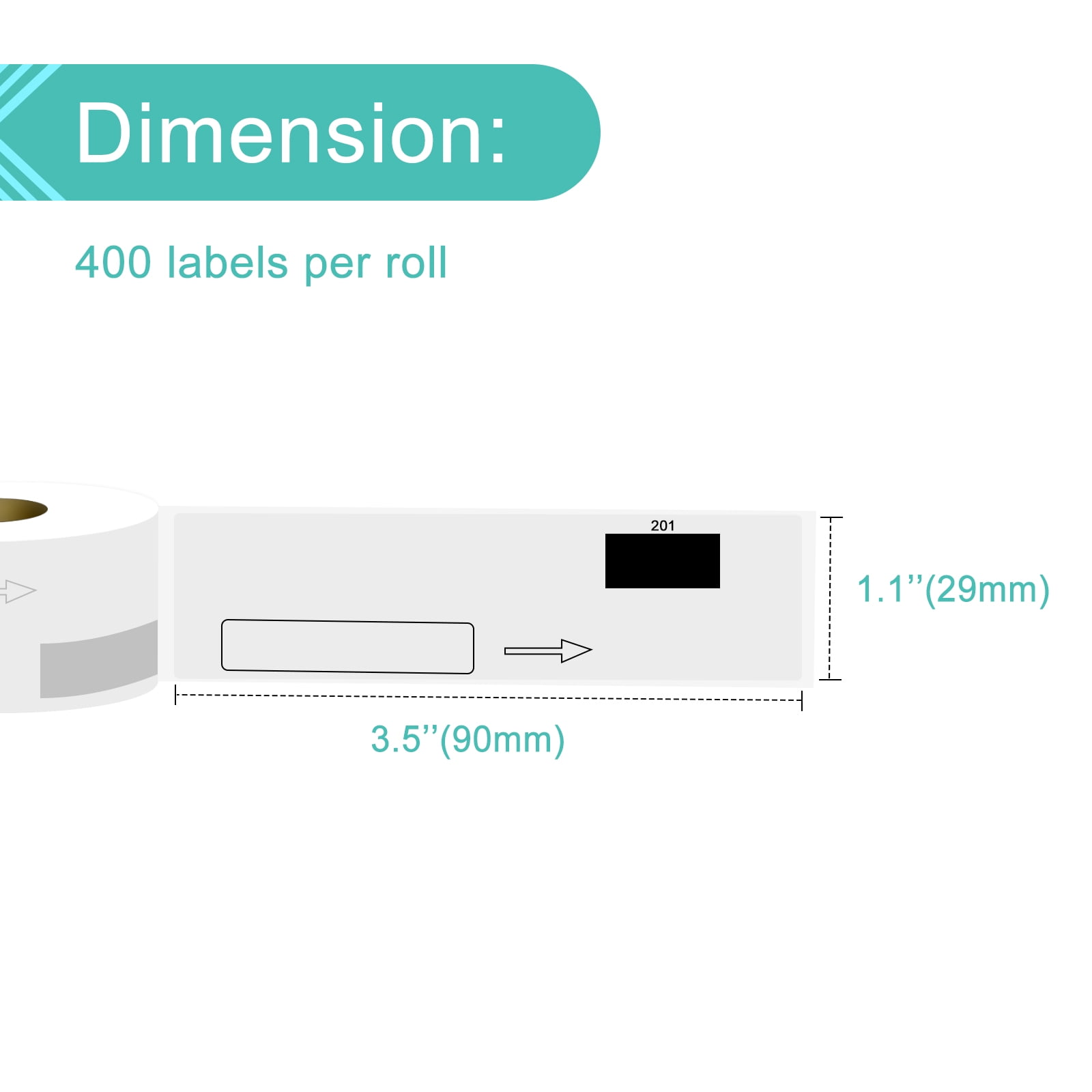 NineLeaf 4 Rolls Compatible for Brother DK-1201 1.1 in x 3.5 in Die-Cut Standard Address Labels, 400 Labels Per Roll