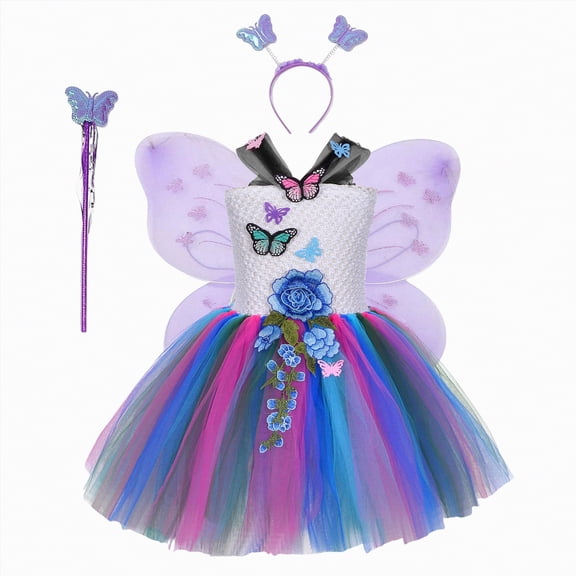 Sgkm Girls Dresses Size 7-8 Tutu Girls Ballet Dresses with Wing Hairband Performances Stage