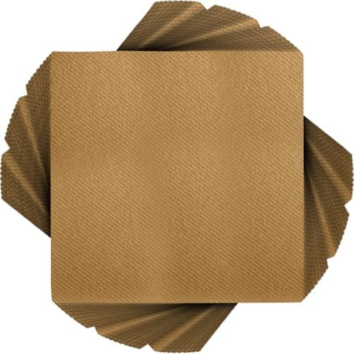 Premium Gold Quilted Cloth-Like Dinner Napkin - 1/4 Fold Pack of 30 - Absorbent Paper Napkin - Perfect for Any Occasion